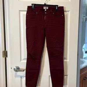 Paige Maroon Skinny Jeans